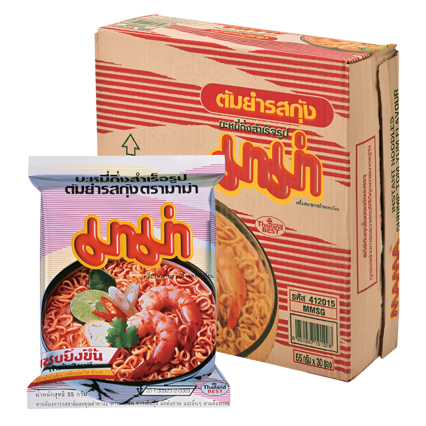 Kjøp Mama Tom Yum Kung Smak Instant Nudler 30-Pakning, 55g på nett - Fodda.no Asiatisk Nettbutikk - Rask levering i hele Norge