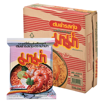 Kjøp Mama Tom Yum Kung Smak Instant Nudler 30-Pakning, 55g på nett - Fodda.no Asiatisk Nettbutikk - Rask levering i hele Norge