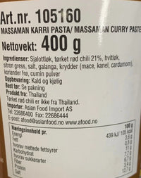 Kjøp Massaman Curry Paste - Aroy-D, 400g - Fodda.no Asiatisk Nettbutikk - Rask levering i hele Norge