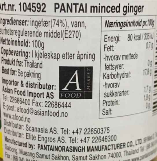 Kjøp Minced Ginger - Pantai, 100g - Fodda.no Asiatisk Nettbutikk - Rask levering i hele Norge