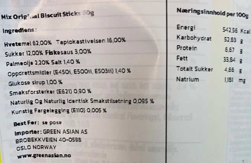 Kjøp Mix Biscuits Sticks Original Flavor - VFoods, 50g - Fodda.no Asiatisk Nettbutikk - Rask levering i hele Norge