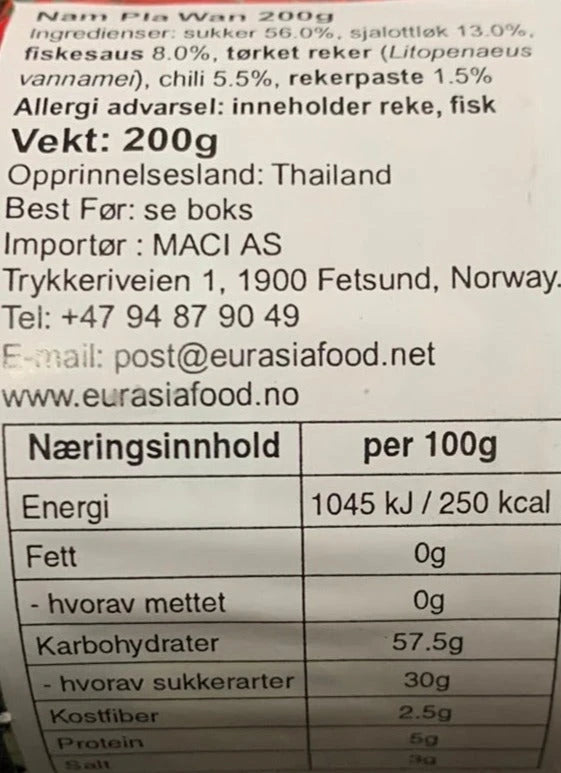 Kjøp Nam Pla Wan Dipping Sauce - Takrai, 200g - Fodda.no Asiatisk Nettbutikk - Rask levering i hele Norge