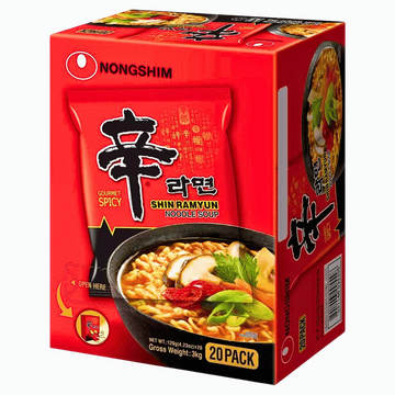 Kjøp Nongshim Instant Nudler Shin Ramyun Multipack, 600g (5x120g) på nett - Fodda.no Asiatisk Nettbutikk - Rask levering i hele Norge