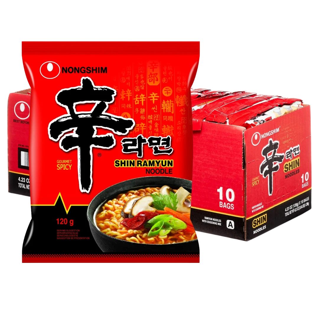 Kjøp Nongshim Shin Ramyun Japanese Noodle 10-Pakning, 120g på nett - Fodda.no Asiatisk Nettbutikk - Rask levering i hele Norge