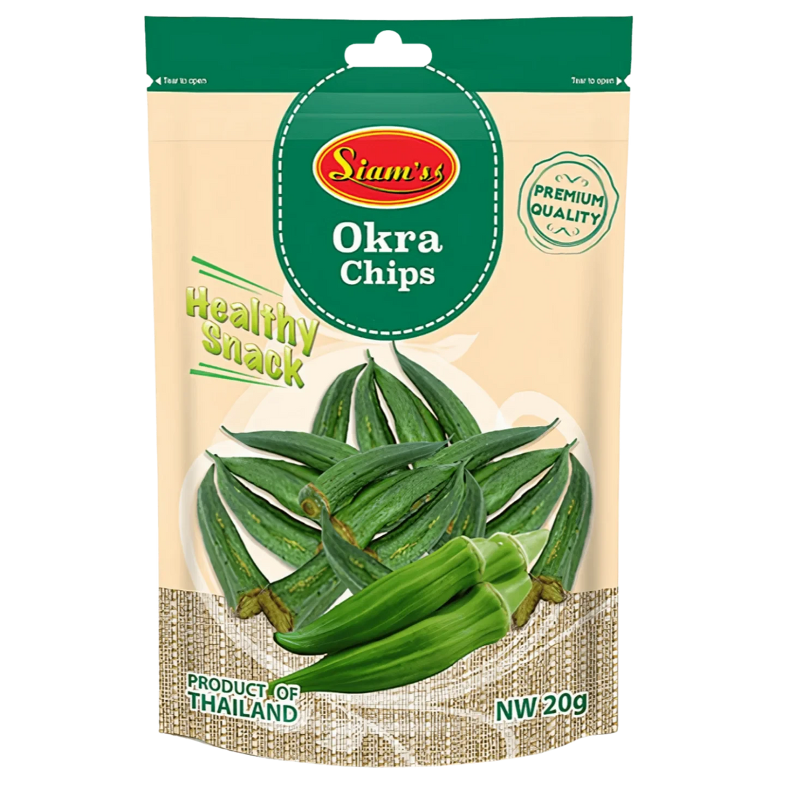 Kjøp Okra Chips - Siam’s,20g - Fodda.no Asiatisk Nettbutikk - Rask levering i hele Norge