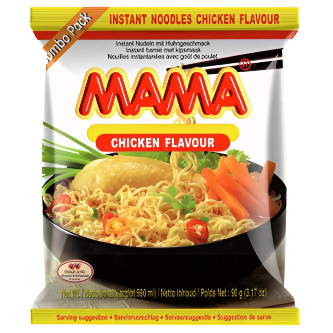 Kjøp Oriental Style Instant Noodles Chicken Flavour - Mama, 90g - Fodda.no Asiatisk Nettbutikk - Rask levering i hele Norge