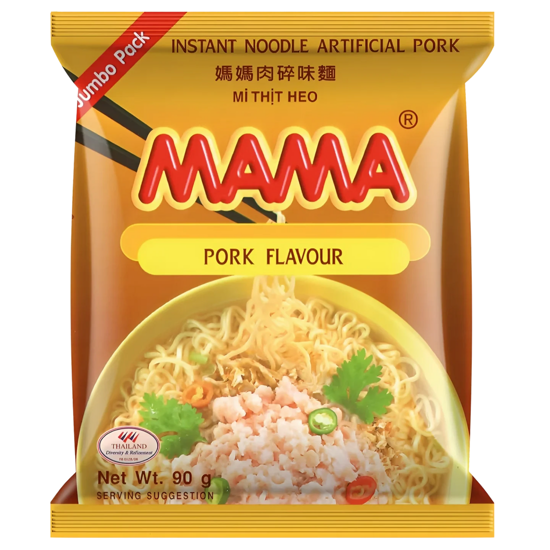 Kjøp Oriental Style Instant Noodles Pork Flavour - Mama, 90g - Fodda.no Asiatisk Nettbutikk - Rask levering i hele Norge