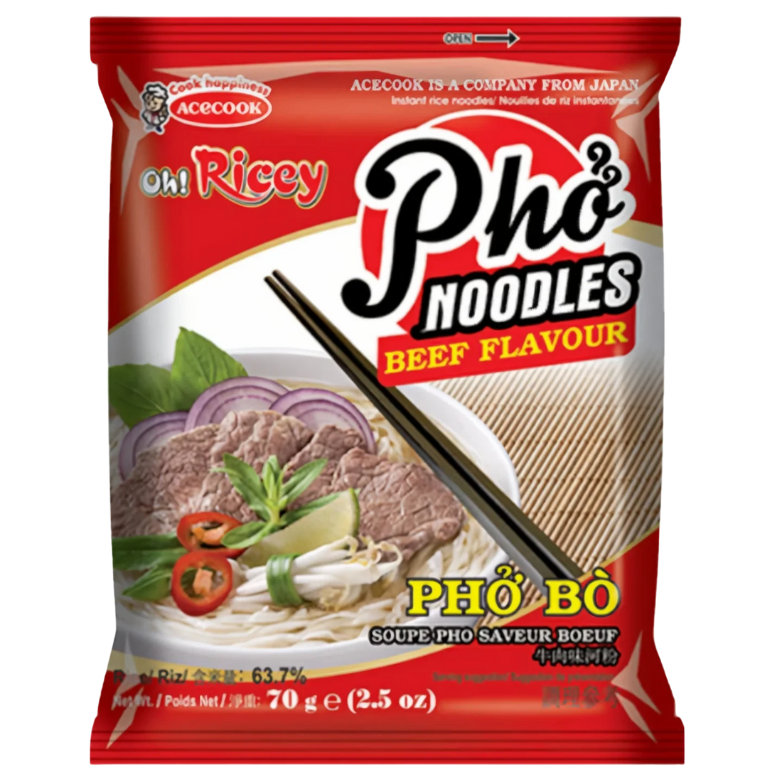 Kjøp Pho Noodle Beef Flavour - Oh! Ricey, 70g - Fodda.no Asiatisk Nettbutikk - Rask levering i hele Norge