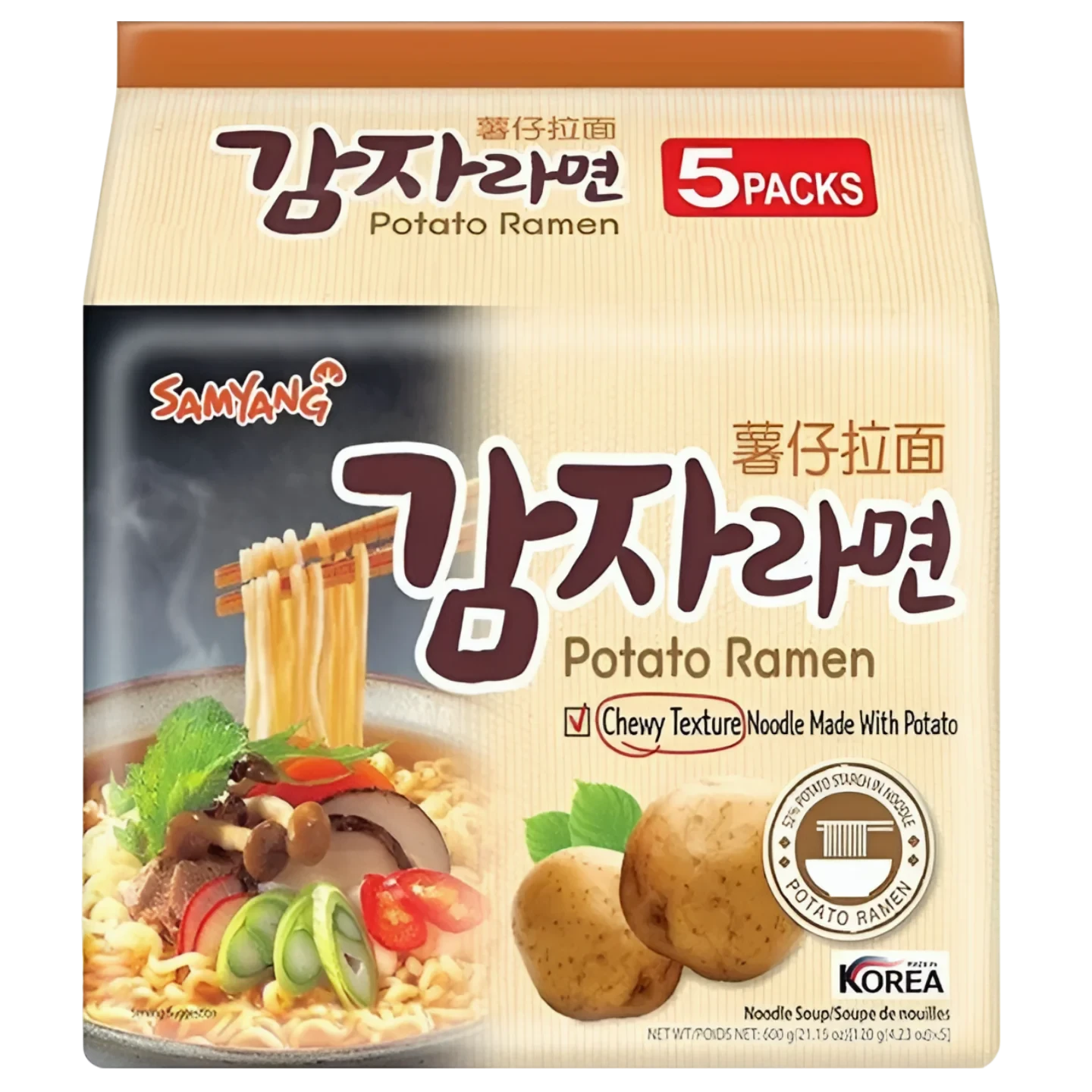 Kjøp Potato Ramen- Samyang, 5x120g - Fodda.no Asiatisk Nettbutikk - Rask levering i hele Norge