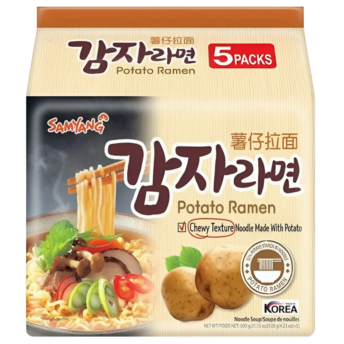 Kjøp Potato Ramen- Samyang, 5x120g - Fodda.no Asiatisk Nettbutikk - Rask levering i hele Norge