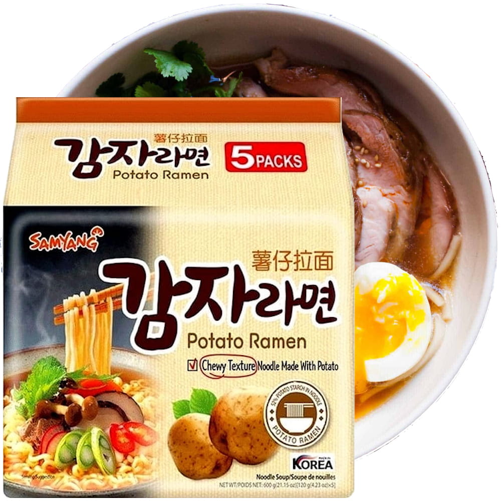 Kjøp Potato Ramen - Samyang, 5x120g - Fodda.no Asiatisk Nettbutikk - Rask levering i hele Norge