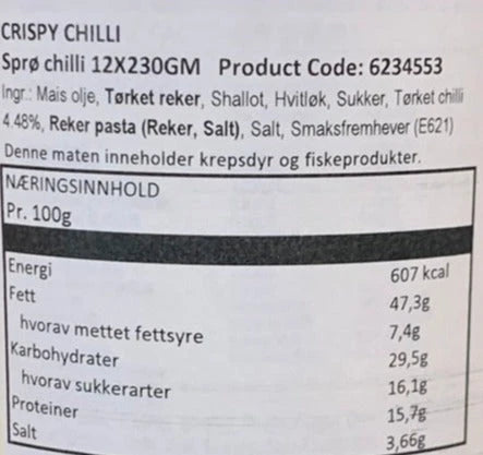 Kjøp Premium Crispy Chilli in Oil - Kwong Cheong Thye, 230g - Fodda.no Asiatisk Nettbutikk - Rask levering i hele Norge