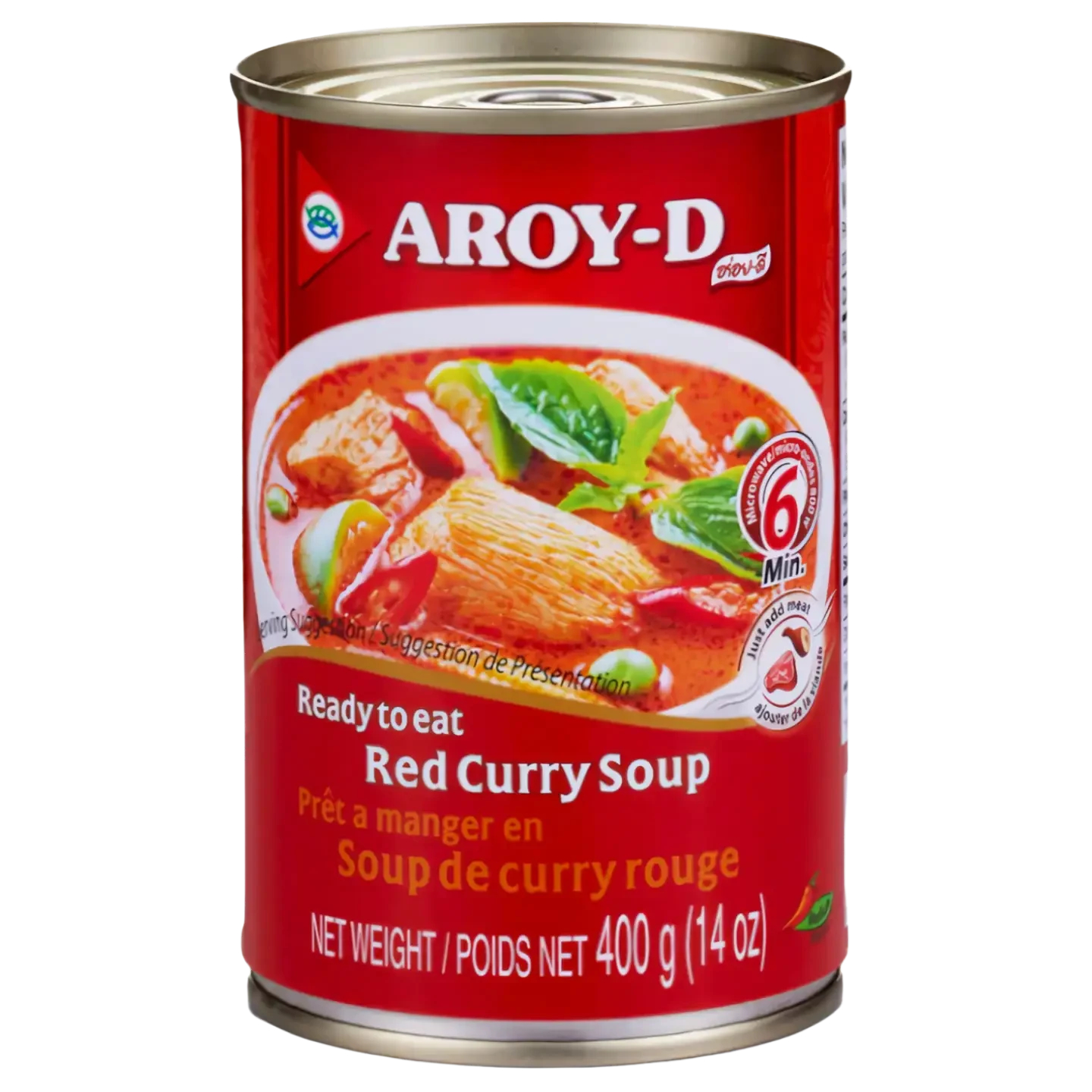 Kjøp Ready To Eat Red Curry Soup - Aroy-D, 400g - Fodda.no Asiatisk Nettbutikk - Rask levering i hele Norge