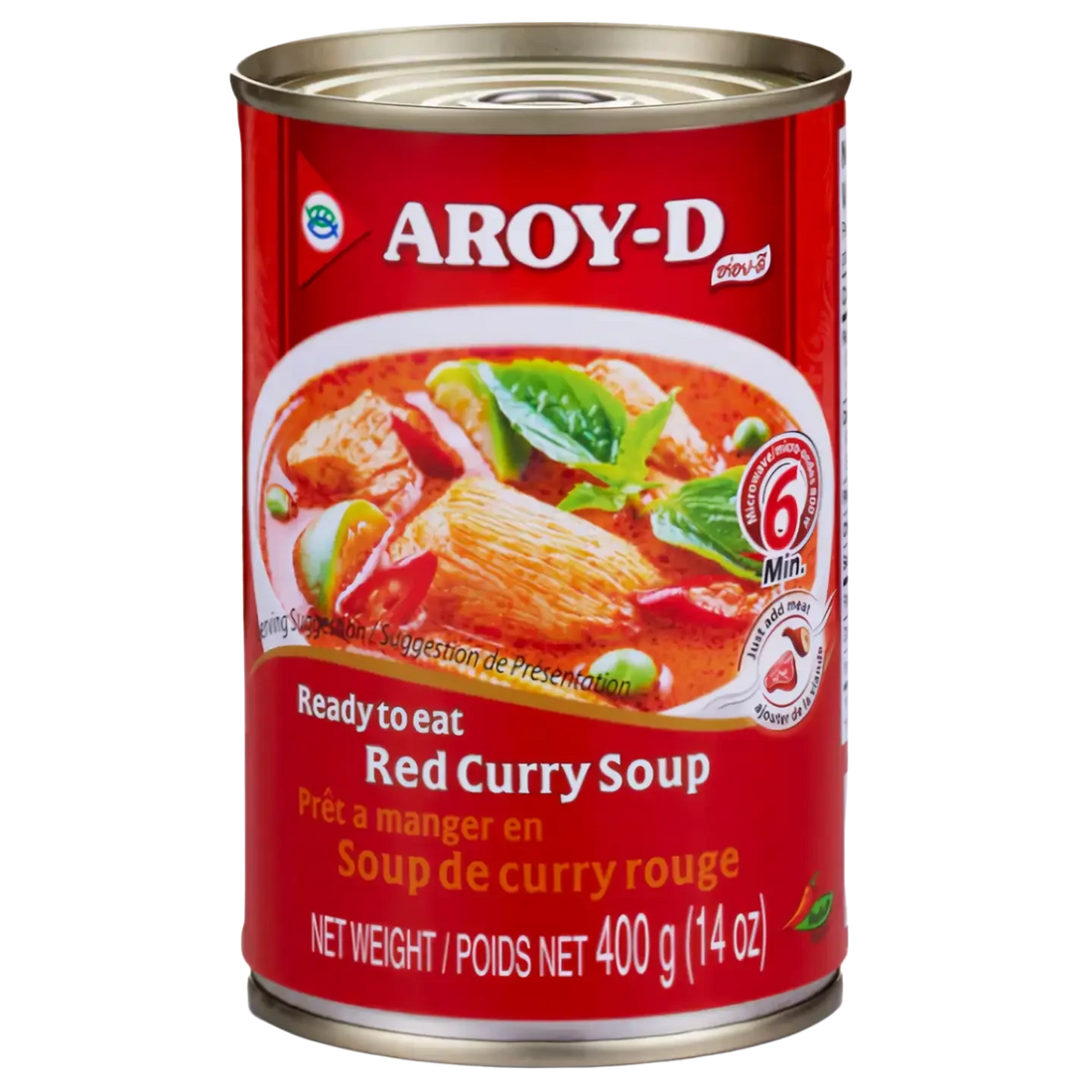 Kjøp Ready To Eat Red Curry Soup - Aroy-D, 400g - Fodda.no Asiatisk Nettbutikk - Rask levering i hele Norge