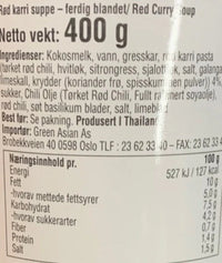 Kjøp Ready To Eat Red Curry Soup - Aroy-D, 400g - Fodda.no Asiatisk Nettbutikk - Rask levering i hele Norge