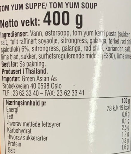 Kjøp Ready To Eat Tom Yum Soup - Aroy-D, 400g - Fodda.no Asiatisk Nettbutikk - Rask levering i hele Norge