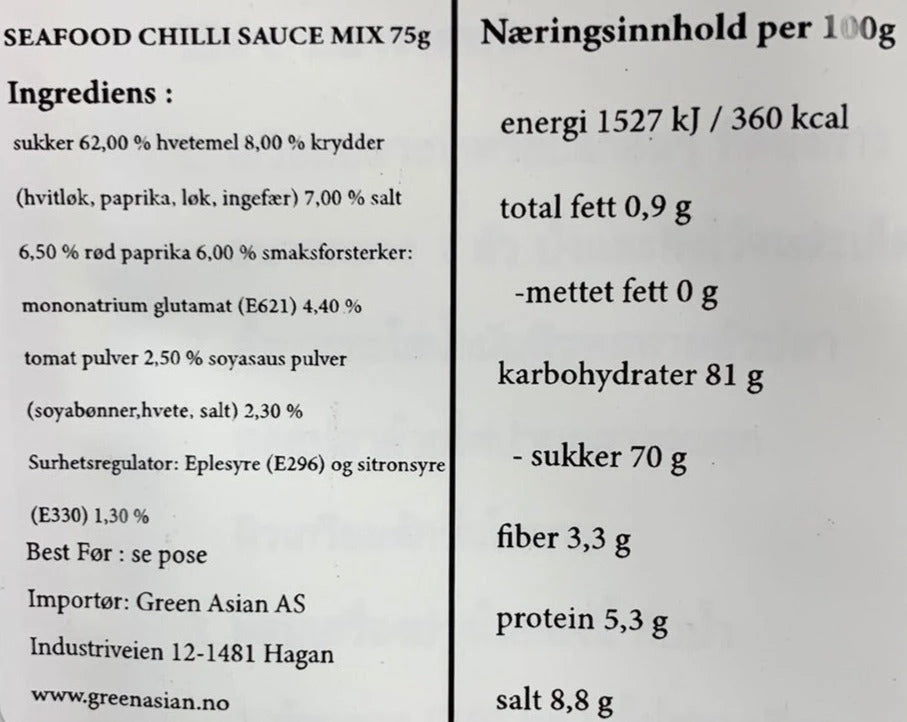 Kjøp Seafood Chilli Sauce Mix - Lobo, 75g - Fodda.no Asiatisk Nettbutikk - Rask levering i hele Norge