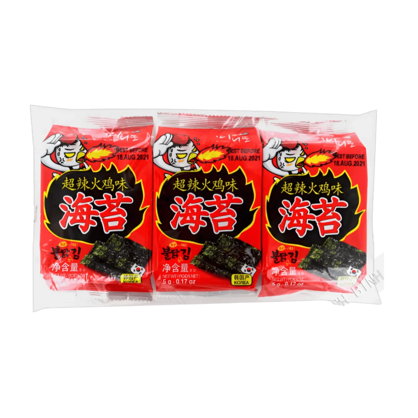 Kjøp Seasoned Seaweed (Spicy) - Maniddo, 3x5g - Fodda.no Asiatisk Nettbutikk - Rask levering i hele Norge