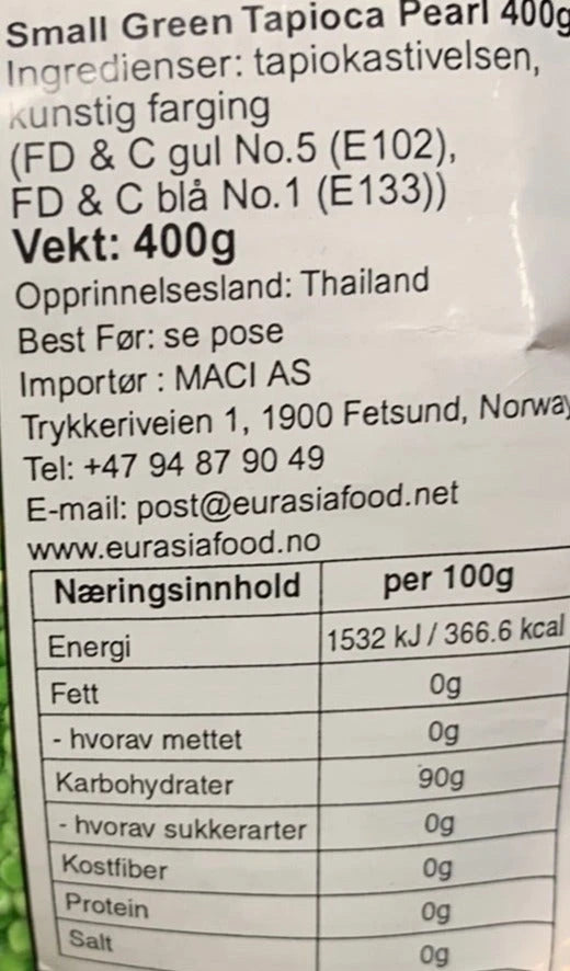 Kjøp Small Green Tapioca Pearl - Three Deer Brand, 400g - Fodda.no Asiatisk Nettbutikk - Rask levering i hele Norge