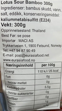 Kjøp Sour Bamboo Slices - Lotus Brand, 300g - Fodda.no Asiatisk Nettbutikk - Rask levering i hele Norge