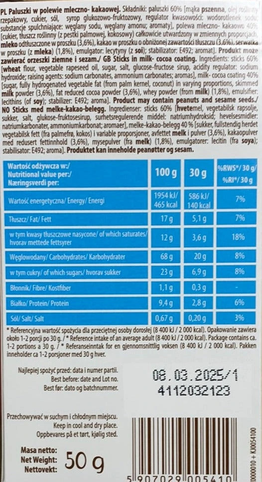 Kjøp Sticks Milk-Cocoa Coating - Soleo, 50g - Fodda.no Asiatisk Nettbutikk - Rask levering i hele Norge