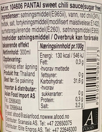 Kjøp Sweet Chilli Sauce (Sugar Free) - Pantai, 300ml - Fodda.no Asiatisk Nettbutikk - Rask levering i hele Norge