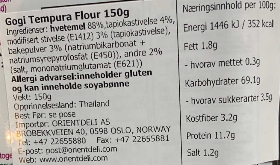 Kjøp Tempura Flour Mix - GOGI, 150g - Fodda.no Asiatisk Nettbutikk - Rask levering i hele Norge