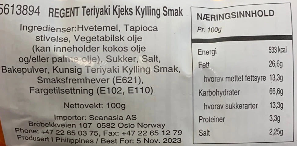 Kjøp Teriyaki Chicken Flavored Crackers - Regent, 100g - Fodda.no Asiatisk Nettbutikk - Rask levering i hele Norge