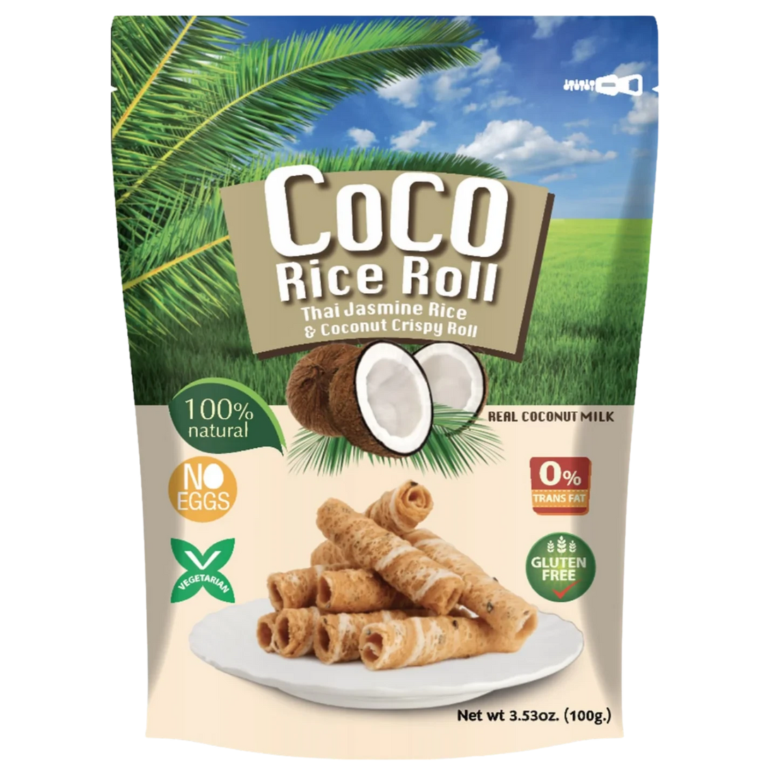 Kjøp Thai Jasmine Rice & Coconut Crispy Roll, 100g - Fodda.no Asiatisk Nettbutikk - Rask levering i hele Norge