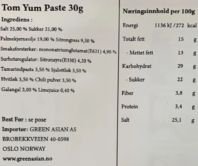 Kjøp Tom Yum Paste - Lobo, 30g - Fodda.no Asiatisk Nettbutikk - Rask levering i hele Norge