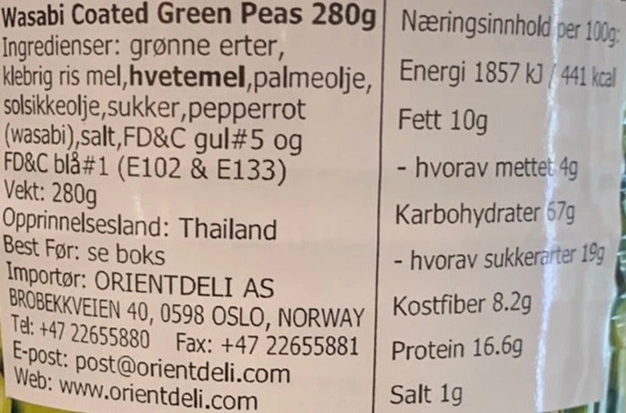 Kjøp Wasabi Coated Green Peas - Khao Shong, 280g - Fodda.no Asiatisk Nettbutikk - Rask levering i hele Norge