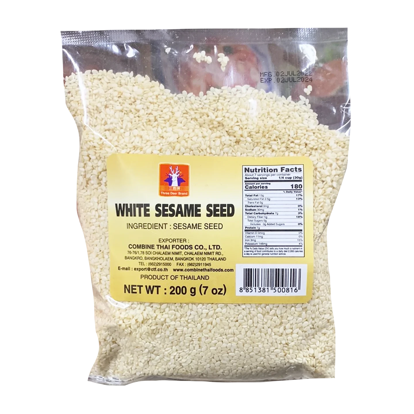 Kjøp White Sesame Seeds - Three Deer Brand, 200g - Fodda.no Asiatisk Nettbutikk - Rask levering i hele Norge