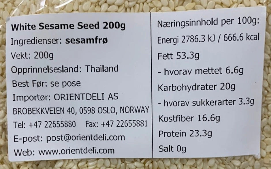 Kjøp White Sesame Seeds - Three Deer Brand, 200g - Fodda.no Asiatisk Nettbutikk - Rask levering i hele Norge