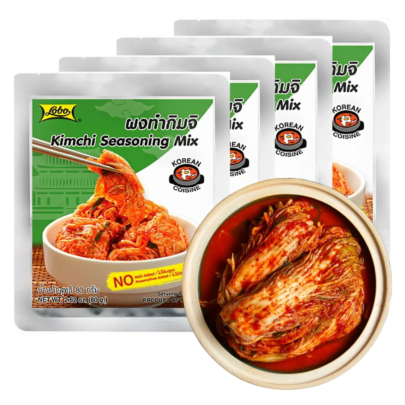 Kjøp Lobo Kimchi Base Seasoning Mix, 4x80g på nett - Fodda.no Asiatiske nettbutikk