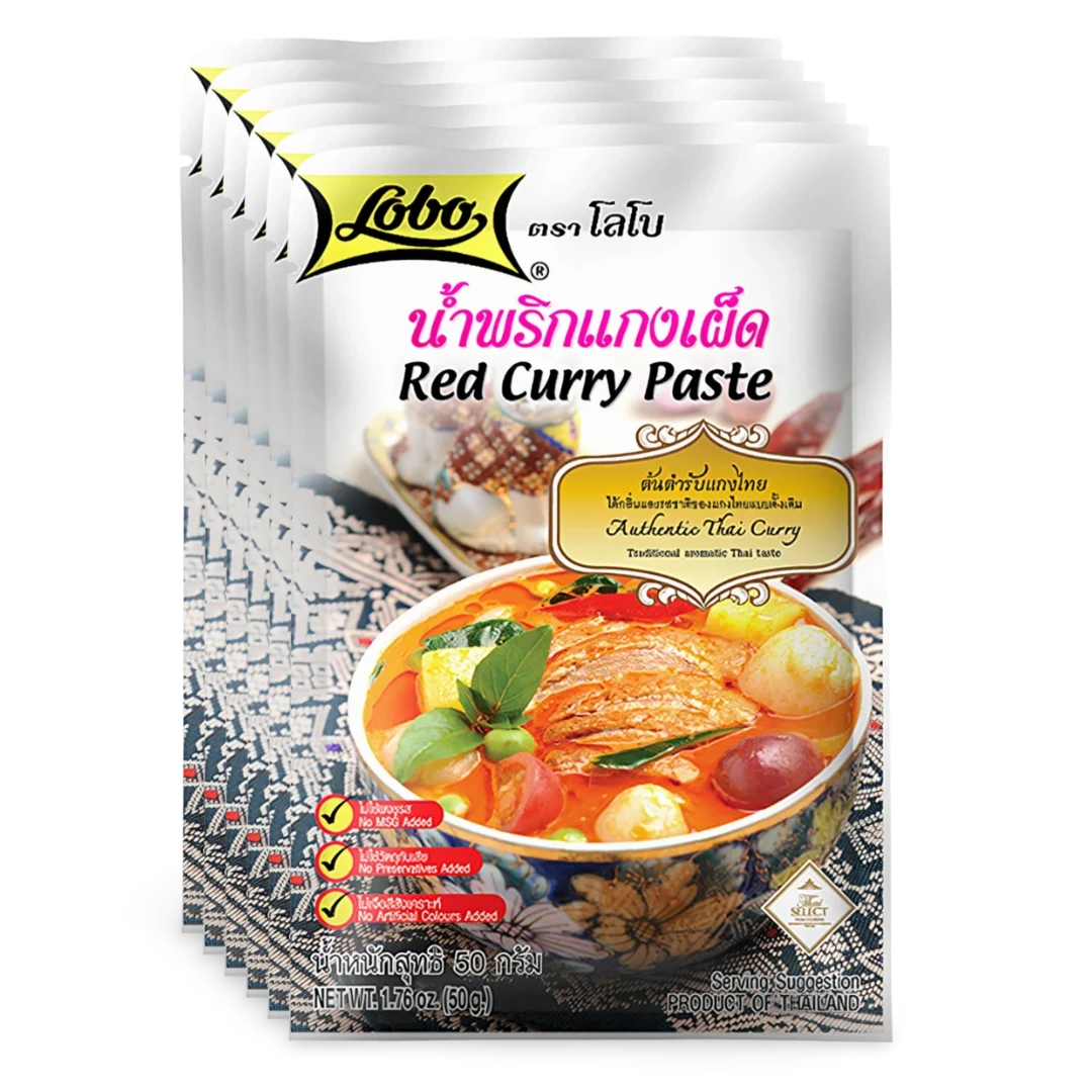 Kjøp Lobo Red Curry Paste, 6x50g på nett - Fodda.no Asiatiske nettbutikk