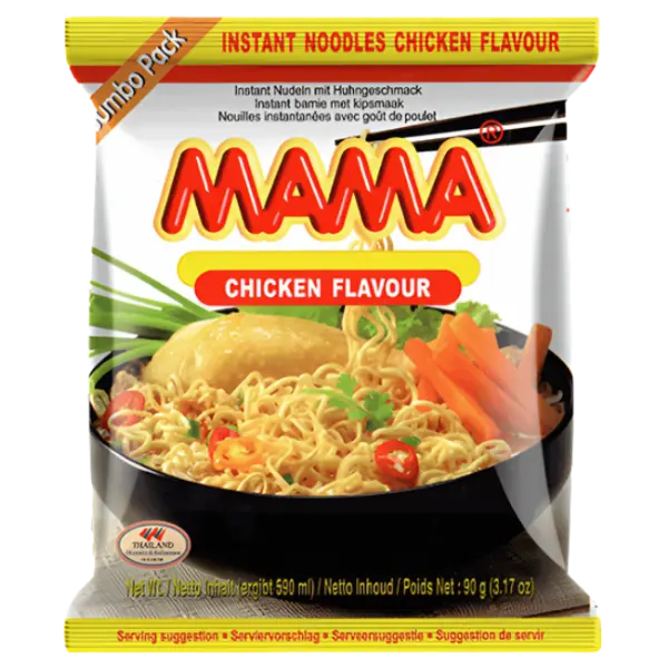 Kjøp MAMA Chicken Flavour Instant Noodle Kartong, 30x55g på nett - Fodda.no Asiatiske nettbutikk