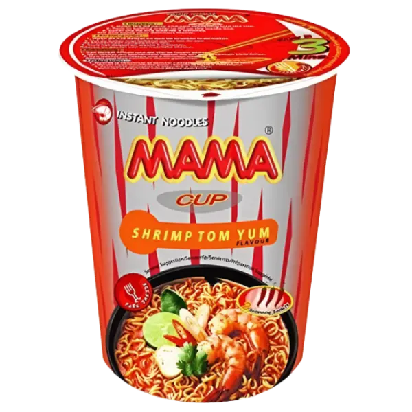 Kjøp MAMA Instant Cup Noodle Shrimp Tom Yum, 70g på nett - Fodda.no Asiatiske nettbutikk