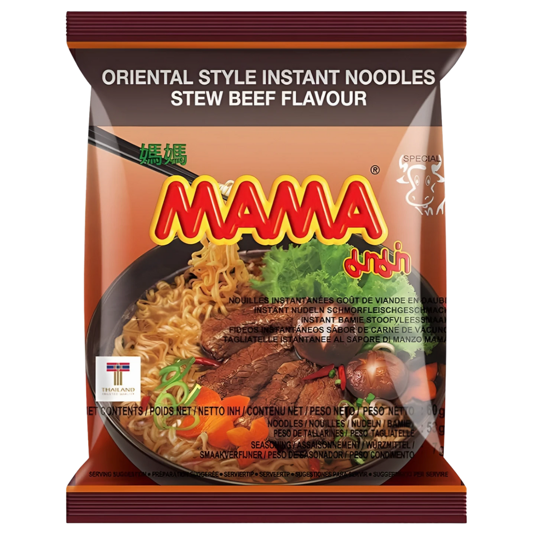 Kjøp MAMA Instant Noodles Stew Beef Flavour 30-packs, 30x60g på nett - Fodda.no Asiatiske nettbutikk