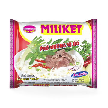 Kjøp MILIKET Beef Flavor Instant Pho, 65g på nett - Fodda.no Asiatiske nettbutikk