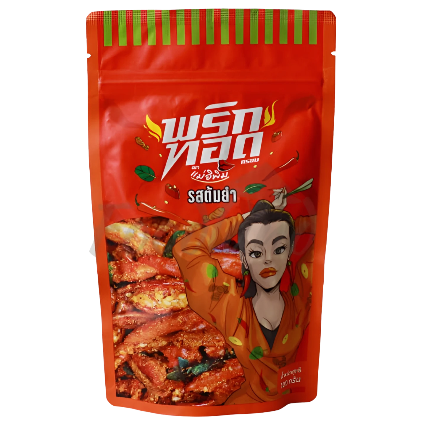 Kjøp Mae E-Pim Crispy Chili Tom Yum Flavour with Pork Crackling, 100g på nett - Fodda.no Asiatiske nettbutikk