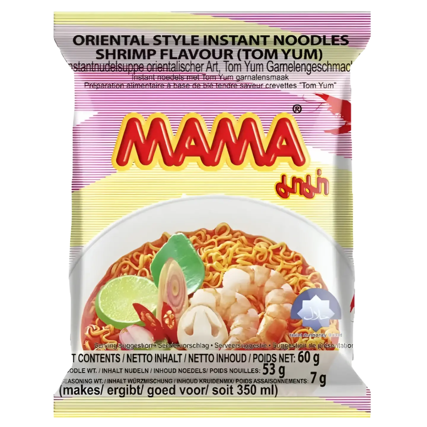 Kjøp Mama Tom Yum Kung Flavour Instant Noodles 30-pack, 30x55g på nett - Fodda.no Asiatiske nettbutikk