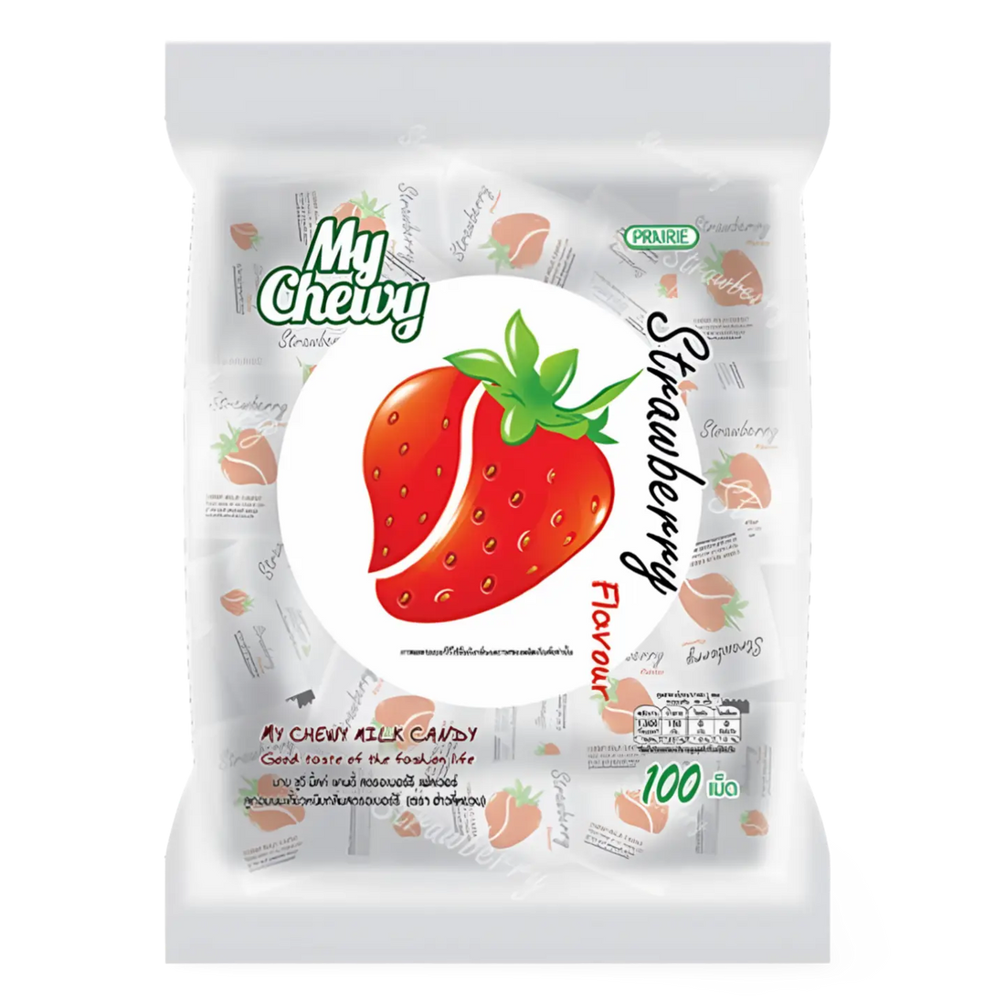 Kjøp My Chewy Milk Candy Strawberry Flavour 100-pcs, 360g på nett - Fodda.no Asiatiske nettbutikk