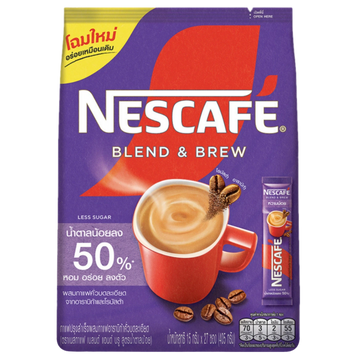 Kjøp NESCAFE Blend and Brew Less Sugar 3-in-1 Instant Coffee Drink 27-Sachets, 405g på nett - Fodda.no Asiatiske nettbutikk