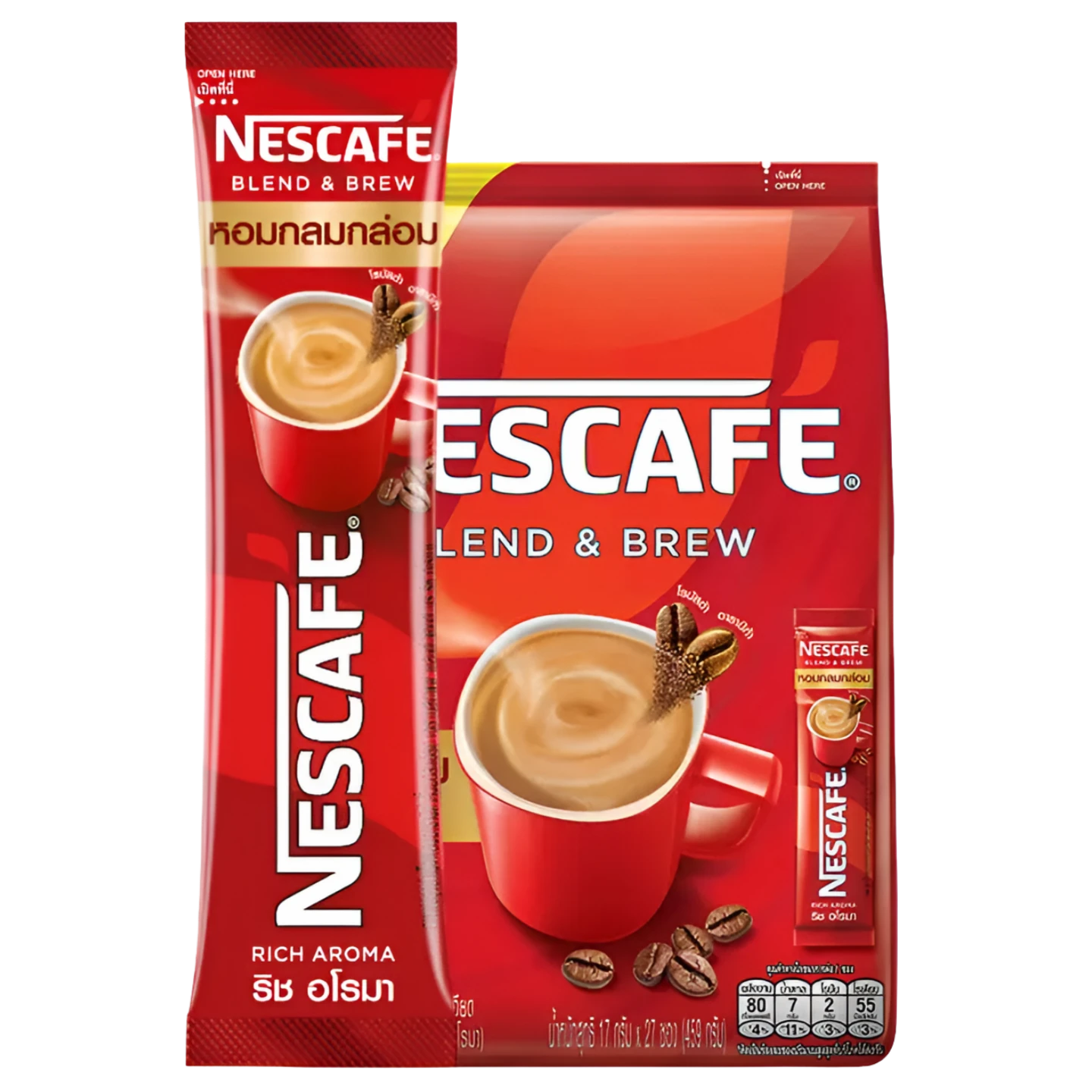 Kjøp Nescafe Blend & Brew Instant Coffee Rich Aroma 27-sachets, 459g på nett - Fodda.no Asiatiske nettbutikk