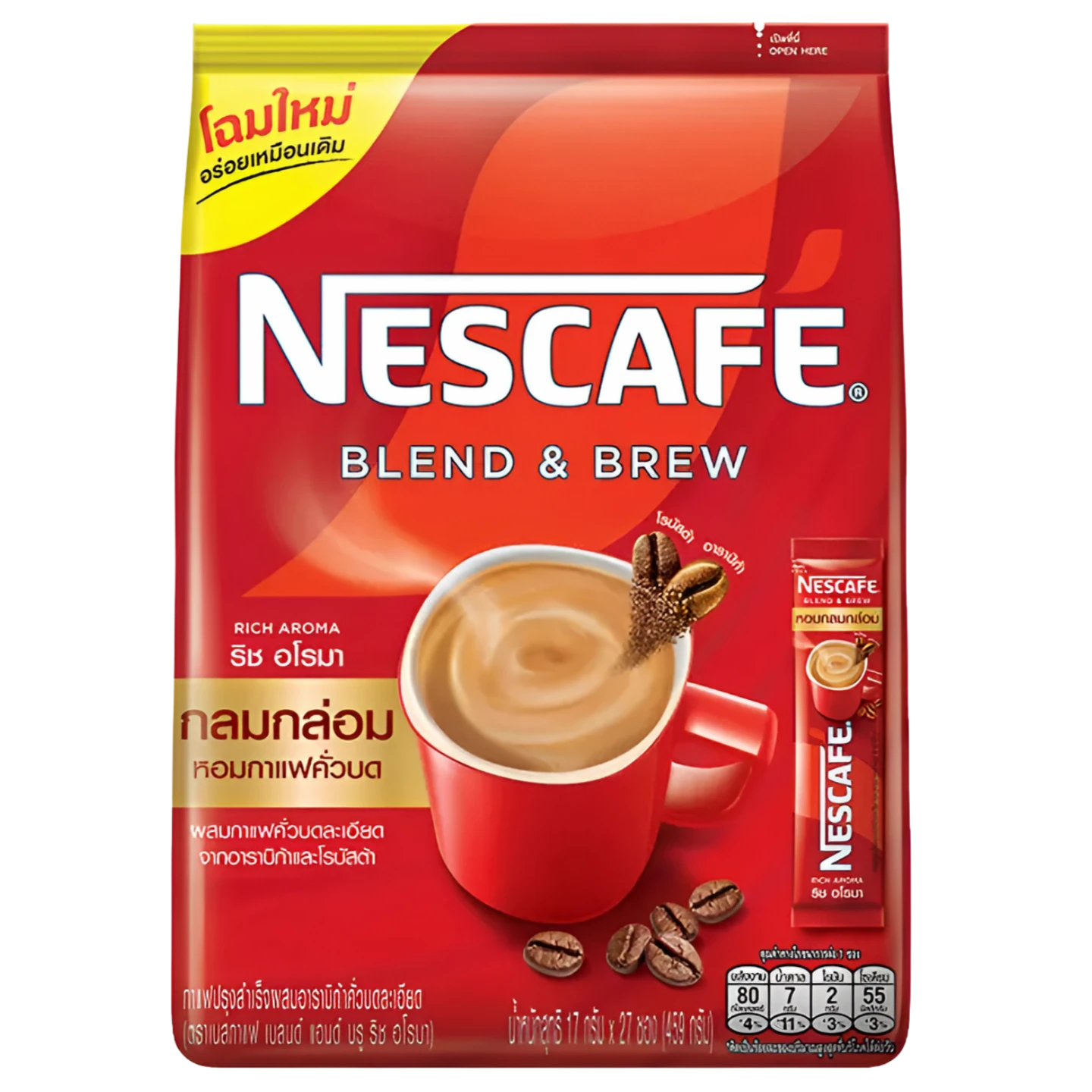 Kjøp Nescafe Blend & Brew Instant Coffee Rich Aroma 27-sachets, 459g på nett - Fodda.no Asiatiske nettbutikk