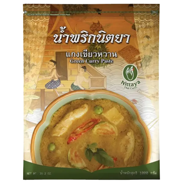 Kjøp Nittaya Thai Green Curry Paste, 1kg på nett - Fodda.no Asiatiske nettbutikk