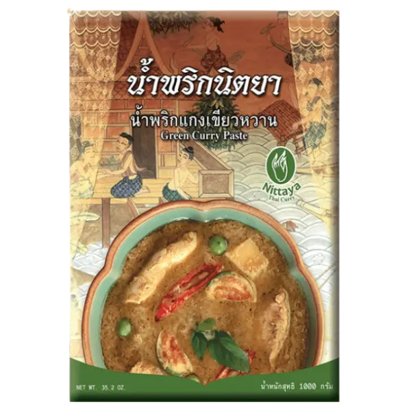 Kjøp Nittaya Thai Green Curry Paste, 1kg på nett - Fodda.no Asiatiske nettbutikk