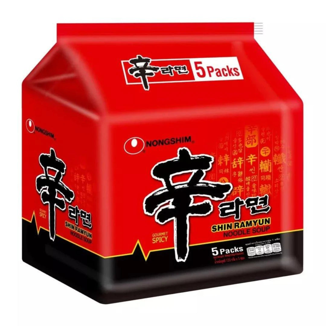 Kjøp Nongshim Instant Nudler Shin Ramyun Multipack, 600g (5x120g) på nett - Fodda.no Asiatiske nettbutikk