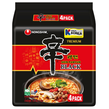 Kjøp Nongshim Shin Black Premium Ramyun Multipack, 4x130g på nett - Fodda.no Asiatiske nettbutikk