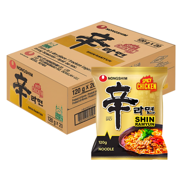 Kjøp Nongshim Shin Ramyun Spicy Chicken Flavour, 20x120g på nett - Fodda.no Asiatiske nettbutikk